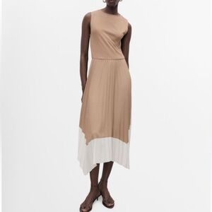 MNG by Mango Sleeveless Pleated colorblock Midi Dress US 4